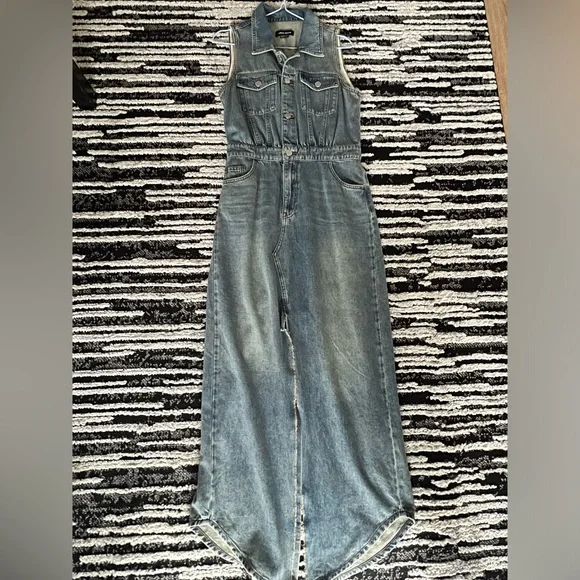 Urban Revivo Split hem sleeveless denim dress - Picture 5 of 7